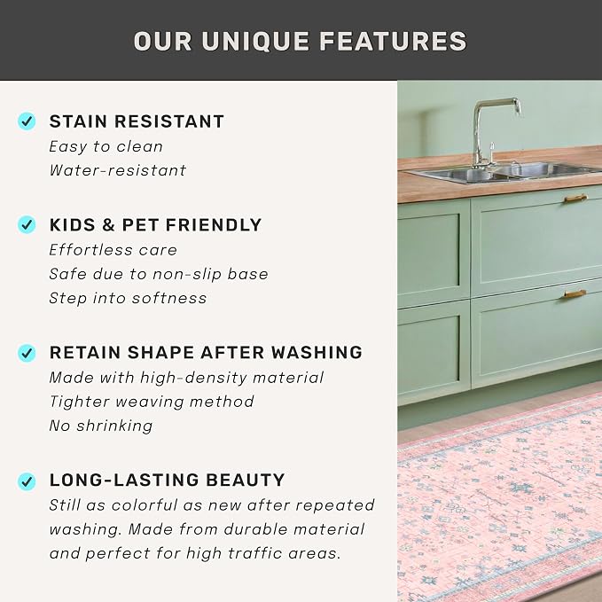 Washable 3x5 Pink Rugs for Girls Bedroom Beside Bed, Nursery Rug, Soft Faux - Image 7
