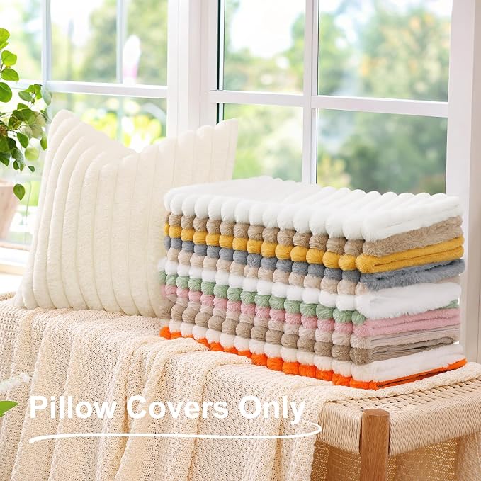 decorUhome Cozy Faux Fur Throw Pillow Covers 22x22 Set of 2 Decorative Soft - Image 9