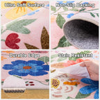 Area Rugs 9x12 Living Room: Floral Washable Rug Vintage Large Soft Boho - Image 6