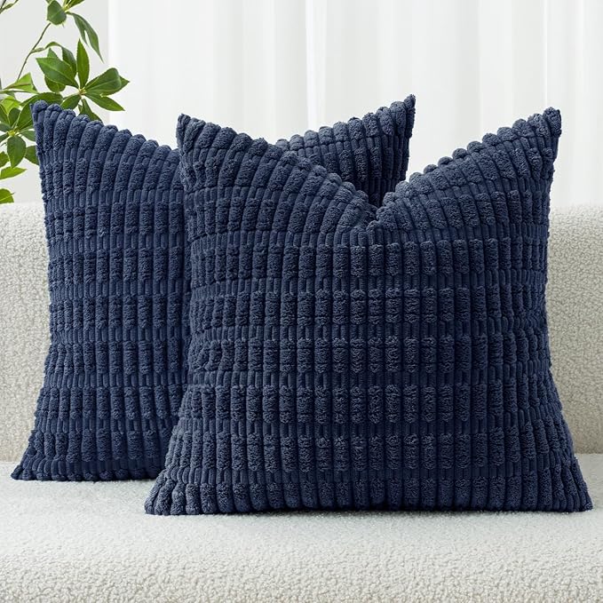 MIULEE Pack of 2 Corduroy Decorative Euro Sham Throw Pillow Covers 24x24 Inch by MIULEE