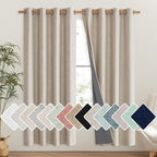 NICETOWN Oatmeal Bedroom Full Blackout Linen Curtain Panels Set of 2, Thick by NICETOWN