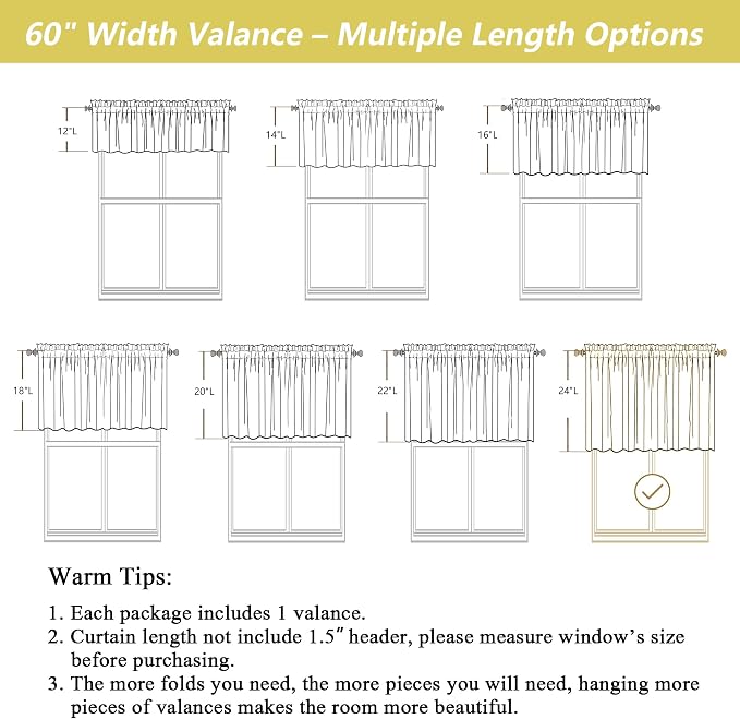 Grey Valances for Windows, Light Filtering Faux Linen Textured Small Short - Image 3
