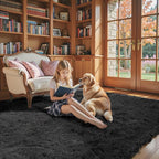 Black Rug for Bedroom, Small Area Rugs 3x5, Non-Shedding Indoor Shaggy Rug for - Image 7