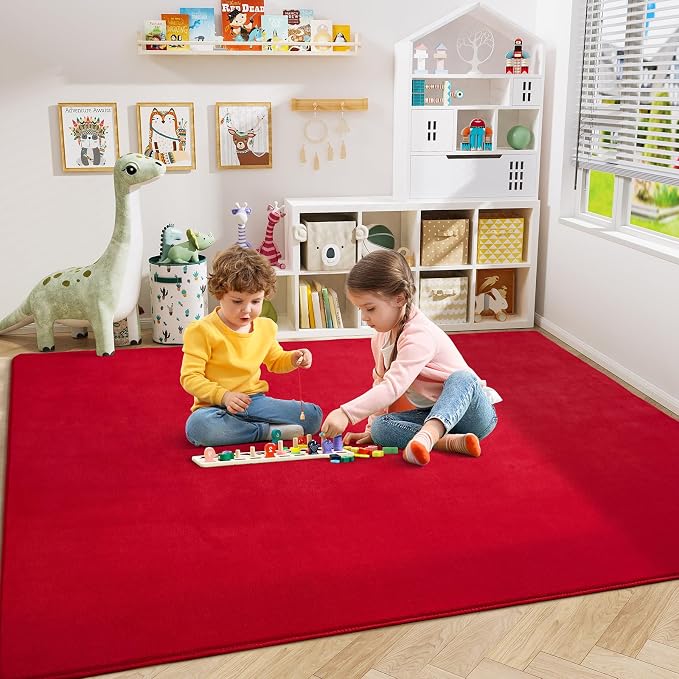 Amearea Large Modern Area Rugs for Bedroom Living Room, 6x9 Feet Red Thickened - Image 3