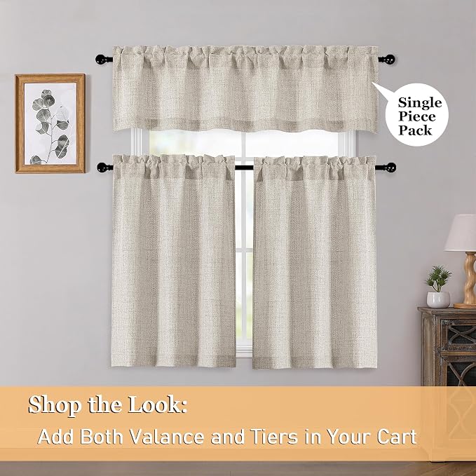 OWENIE Linen Valances for Windows 1 Pcs, Light Filtering Textured Farmhouse - Image 6