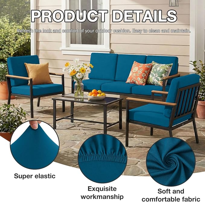 hyha 14Pcs Patio Cushion Covers, Stretch Outdoor Couch Cushion Covers, Washable - Image 3