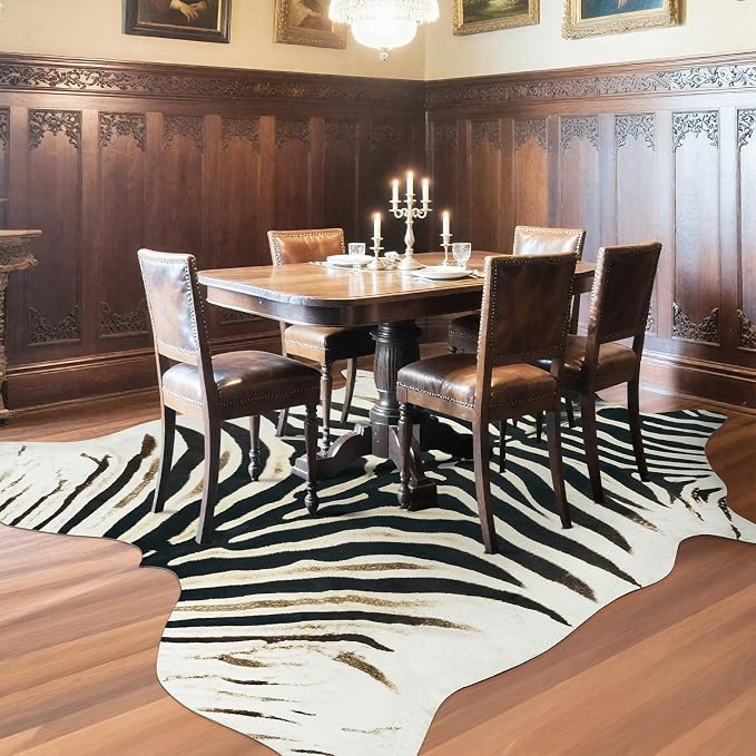 AROGAN Western Faux Fur Zebra Rug, 4.6 x 5.2 Feet Premium Animal Skin Print Rug - Image 7