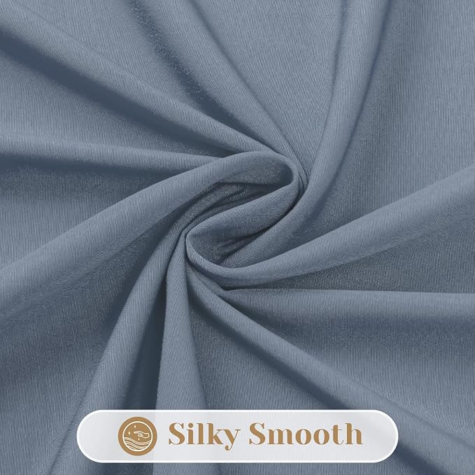 HOMEIDEAS Non-See-Through Stone Blue Privacy Sheer Curtains, 52 X 84 Inches - Image 7