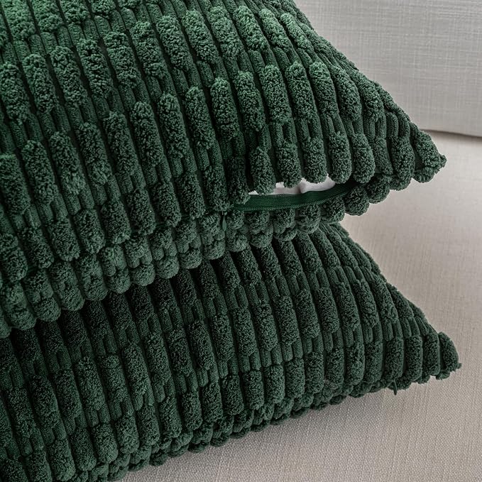 Fancy Homi 4 Packs Hunter Green Decorative Throw Pillow Covers 16x16 Inch - Image 3