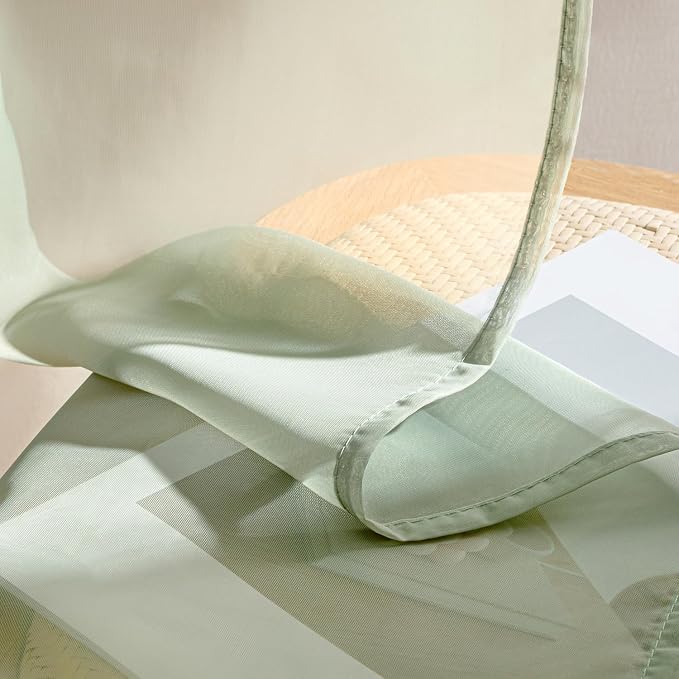 MIULEE Sage Green Sheer Curtains 108 Inches Long, 4 Panels Set, Light Filtering - Image 7