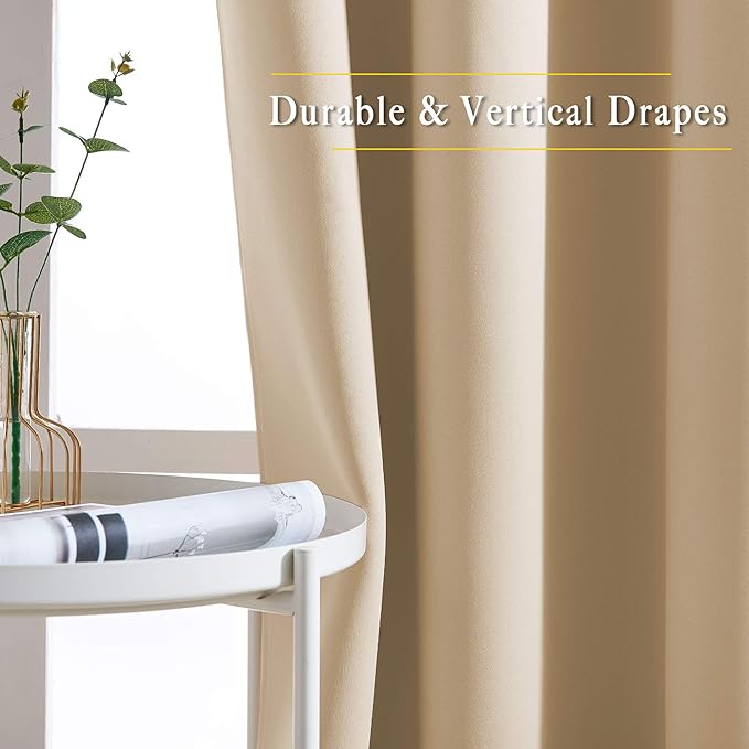 NICETOWN Biscotti Beige Cafe Curtains 36 inches Long, Grommet Thermal Drapes - Image 5