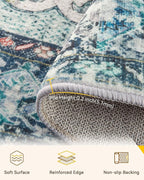 RELEANY Area Rugs 4ft Washable Non-Slip, Floral Vintage Distress Print Pattern - Image 4