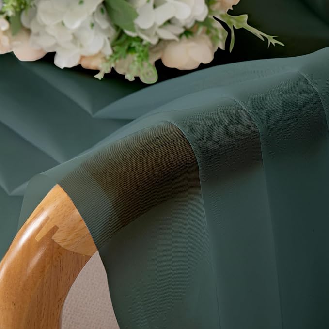 Chyhomenyc Hunter Green Sheer Curtains 36 inch Length 2 Panels, Light Filtering - Image 8
