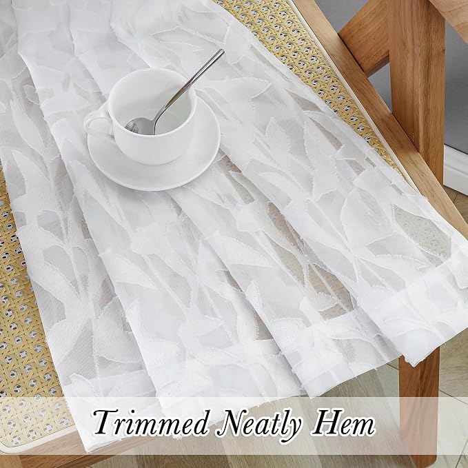 Lecloud Leia White Sheer Curtains 84 Inches Long 2 Panels, Airy Voile Jacquard - Image 9