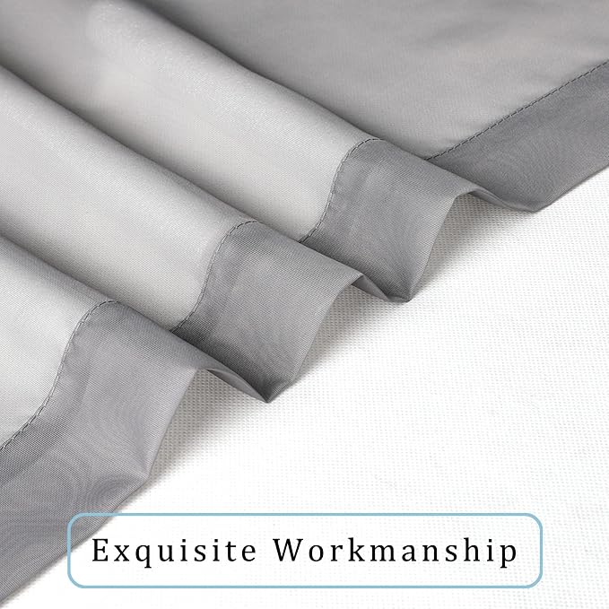 OWENIE Gray Sheer Curtains, Sheer Curtains 63 inch Length 2 Panels Set - Image 4