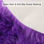 duduta Purple Faux Sheepskin Round Rug 4x4 ft, Fluffy Shag Fur Bedroom Nursery - Image 3