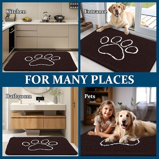 OLANLY Dog Door Mat for Muddy Paws 47x17, Paw Print Design, Absorbs Moisture - Image 8