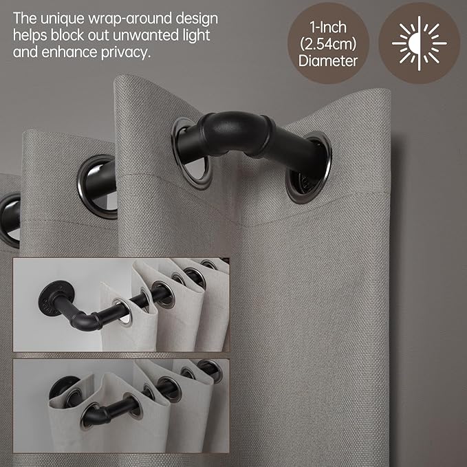 Zeerobee Curtain Rods for Windows 120 to 240, 1 Inch Industrial Wrap Around - Image 4