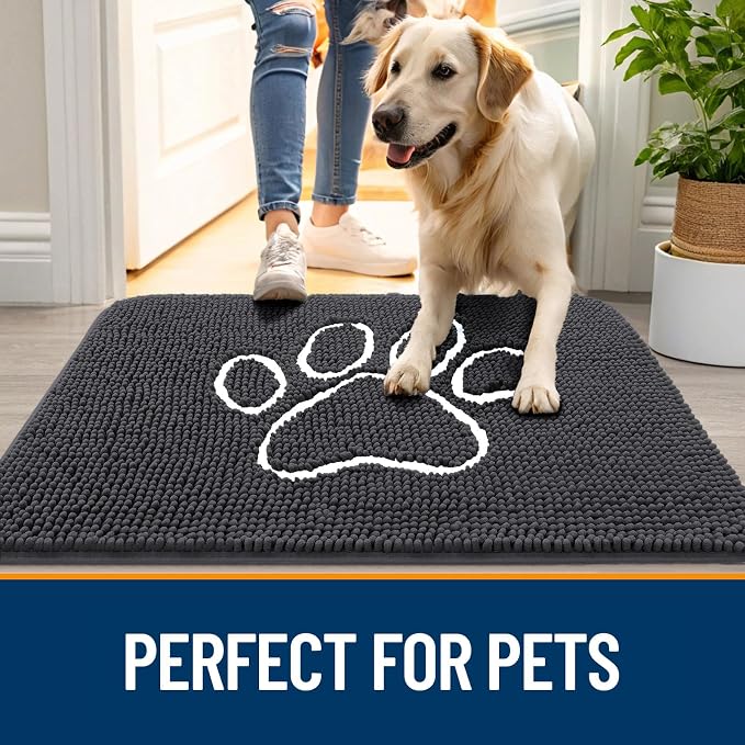 OLANLY Dog Door Mat for Muddy Paws 47x32, Paw Print Design, Absorbs Moisture - Image 6