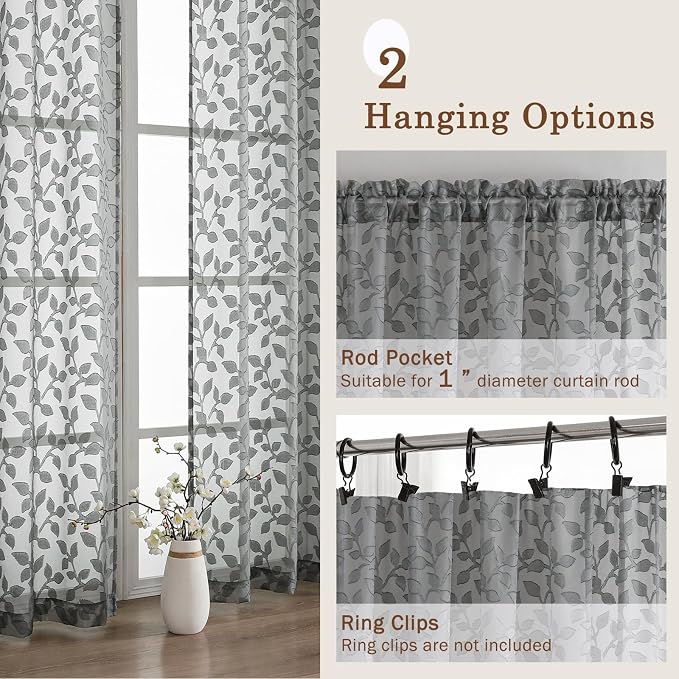 Chyhomenyc Charcoal Grey Sheer Curtains 84 Inch Length 2 Panels Set, Light - Image 5
