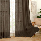 LAMIT Dark Brown Sheer Linen Curtains, 96 inch Light Filtering Semi Sheer - Image 9