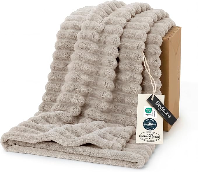 Bedsure GentleSoft Light Brown Twin Blanket by BEDSURE