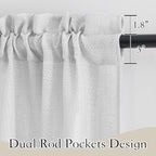 RYB HOME Bathroom Curtains Over Sink 36 inches Length, Linen Blend Semi Sheer - Image 2