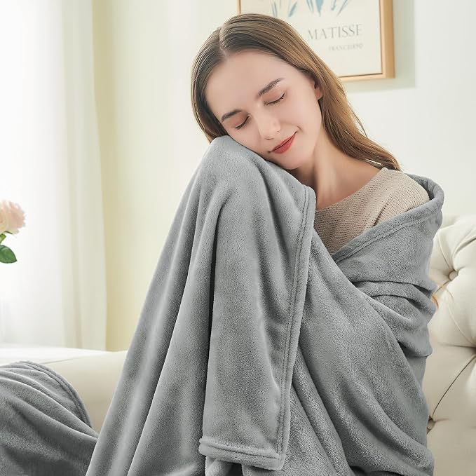BEDELITE Fleece Blanket Twin Size Grey Throw Blanket - Image 2