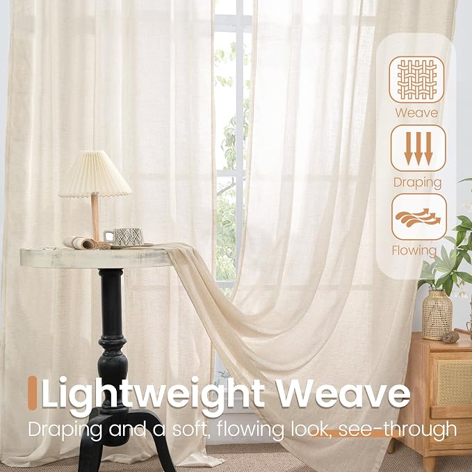 BGment Linen Curtains 45 Inch Length - Image 5