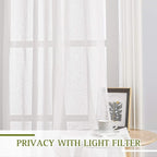 NICETOWN White Short Curtains 36 inches Long, Grommet Semi Sheer Linen Blend - Image 3