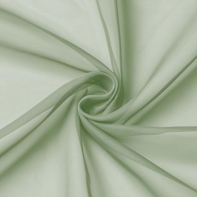 Extra Long Sheer Sage Green Curtains - Image 9