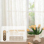 LAMIT Cream Linen Sheer Curtains 54 Inch Length 2 Panels Set, Short Linen - Image 5