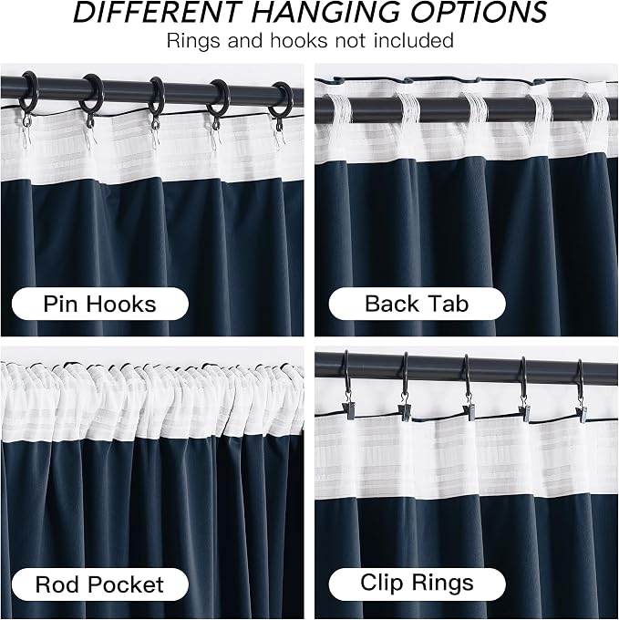 RYB HOME Navy Velvet Curtains 96 inches- Velevt Blackout Curtains - Image 4