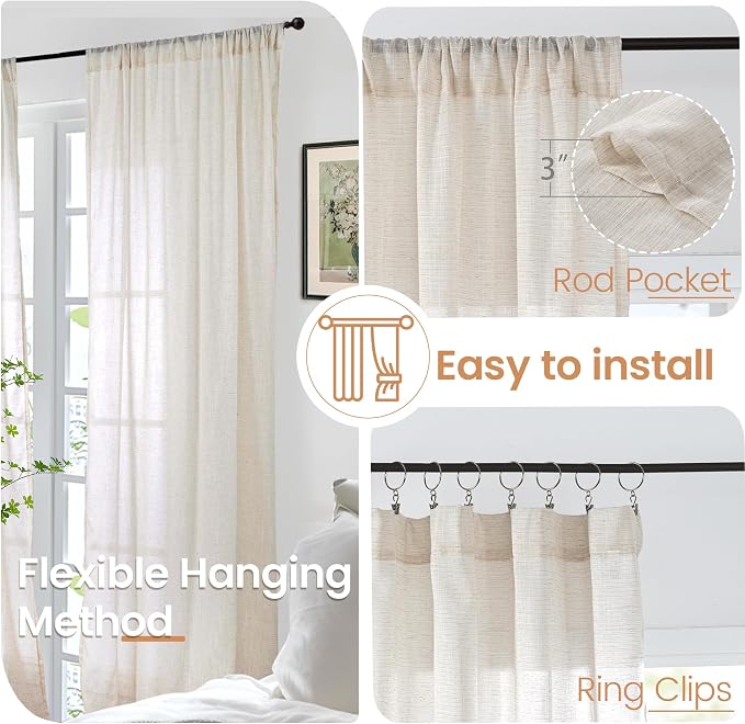BGment Linen Curtains 96 Inches Long - Image 6