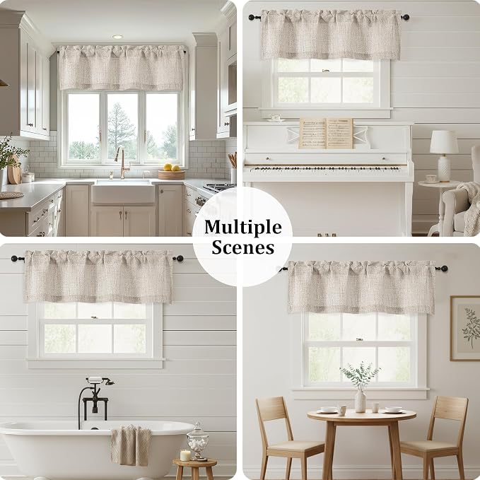 OWENIE Linen Valances for Windows 1 Pcs 18 Inch Length, Light Filtering - Image 7