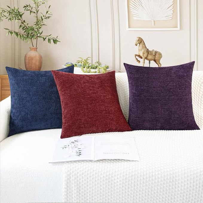 CaliTime Throw Pillow Covers Decorative 22 X 22 Inches Pack of 2 Cozy Chenille - Image 5