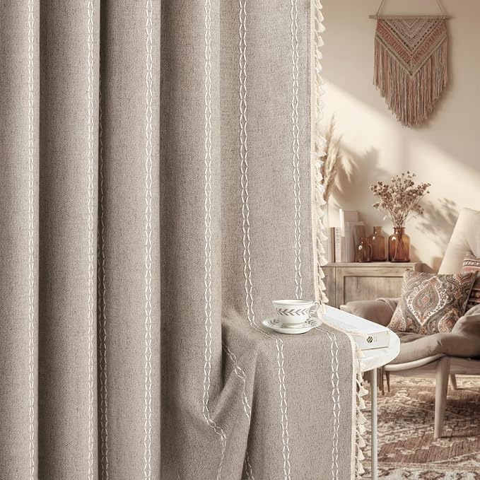 Brown Boho Blackout Curtains 2 Panels 84 Inch - Image 8