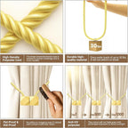 Hion Magnetic Curtain Tiebacks Golden 6 Pack, Curtain Tiebacks Buckles - Image 3
