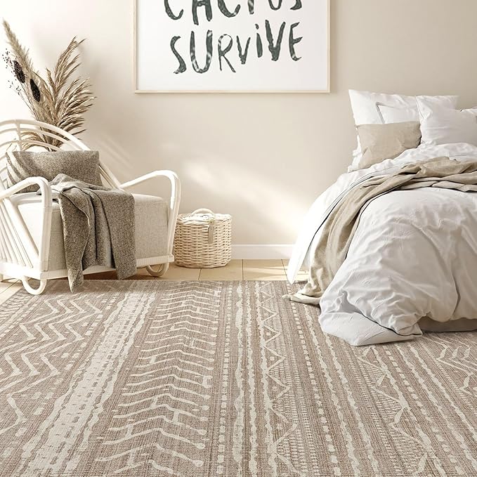 Nakagishi 7x9 Area Rugs Living Room: Washable Boho Large Neutral Soft Farmhouse - Image 6