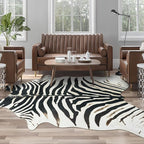 AROGAN Western Faux Fur Zebra Rug, 5.2x6.3 Feet Premium Animal Skin Print Rug by AROGANAREARUG