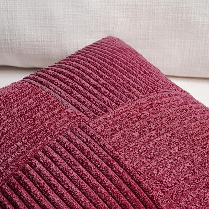 Fancy Homi 2 Packs Burgundy Lumbar Decorative Throw Pillow Covers 20x28 Inch - Image 3