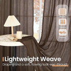 BGment Brown Linen Curtains 63 Inches Long - Image 4
