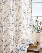 Lazzzy Farmhouse Linen Curtains Extra Long Blue Floral Curtains 108 Inch Long - Image 8