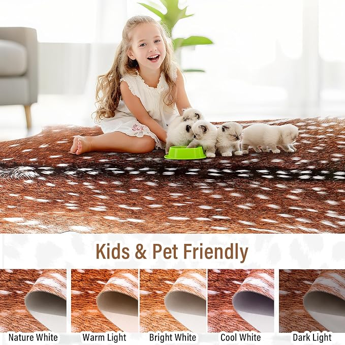 AROGAN Premium Deer Print Rug 5.2x6.2 Feet, Machine Washable Faux Fur Rug - Image 8