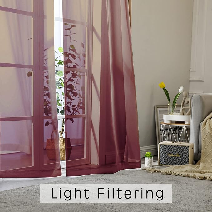 OWENIE Sheer Curtains 54 inches Long 2 Panels Set, Rod Pocket Curtain Sheers - Image 4