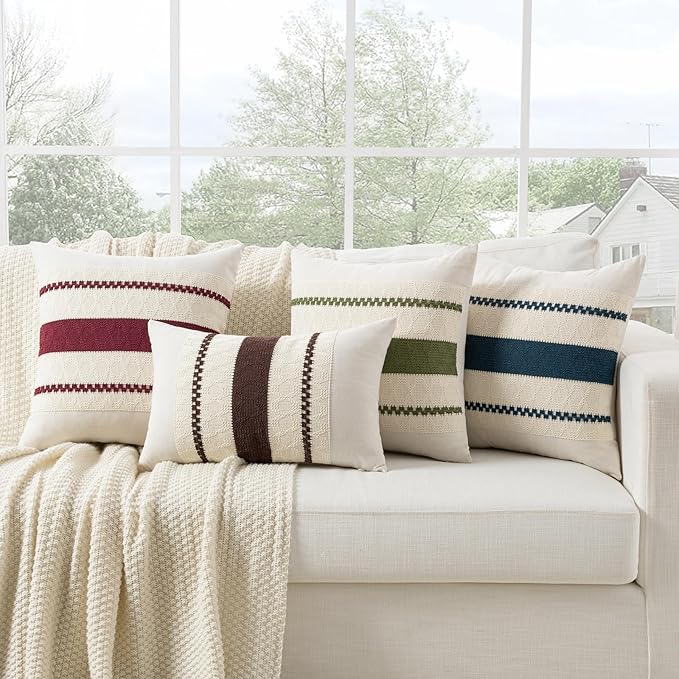 Fancy Homi Set of 1 Boho Olive Green Decorative Throw Pillow Cover 22x22 Inch - Image 6