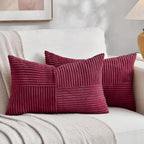 Fancy Homi 2 Packs Burgundy Lumbar Decorative Throw Pillow Covers 20x28 Inch by Fancy+Homi