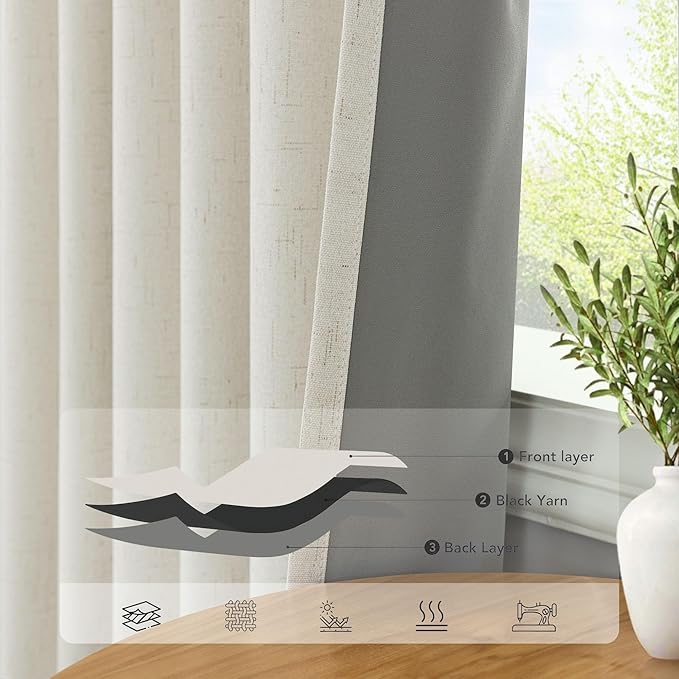 100 Percent Blackout Sliding Glass Door Curtains 120 Inches Long 2 Panels 10 - Image 5