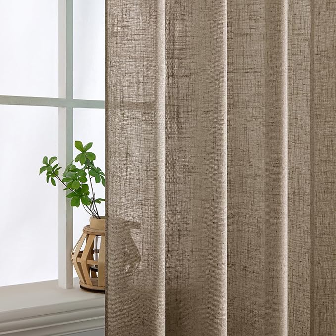 MIULEE Taupe Grey Linen Curtains 72 Inch Length 2 Panels - Image 5