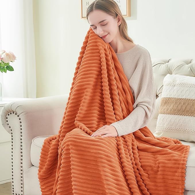BEDELITE Fleece Blanket Twin Size – 3D Ribbed Jacquard Soft and Warm Decorative - Image 4